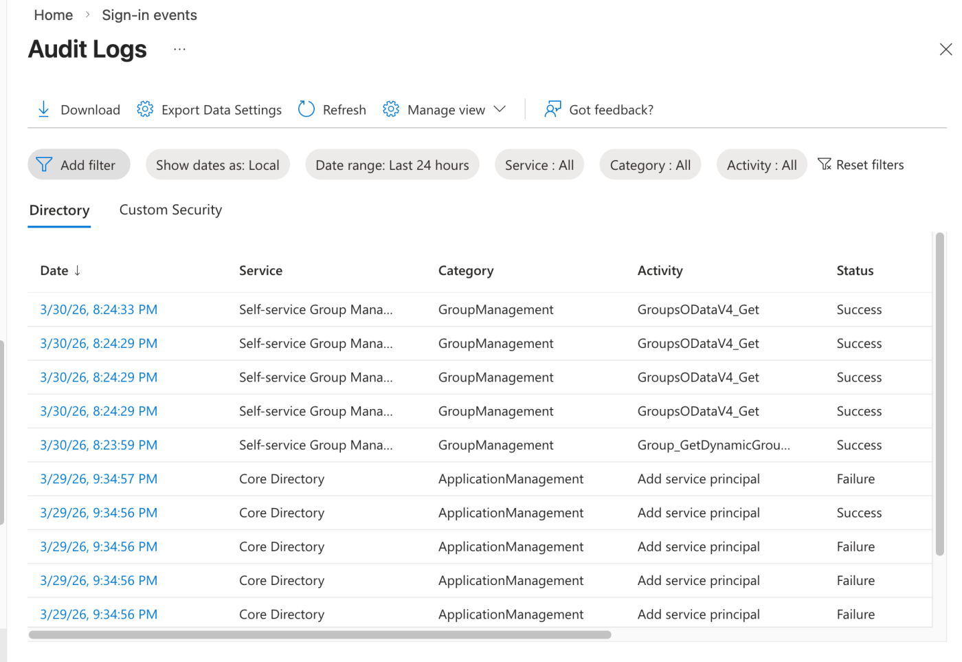 Microsoft Entra ID audit logs