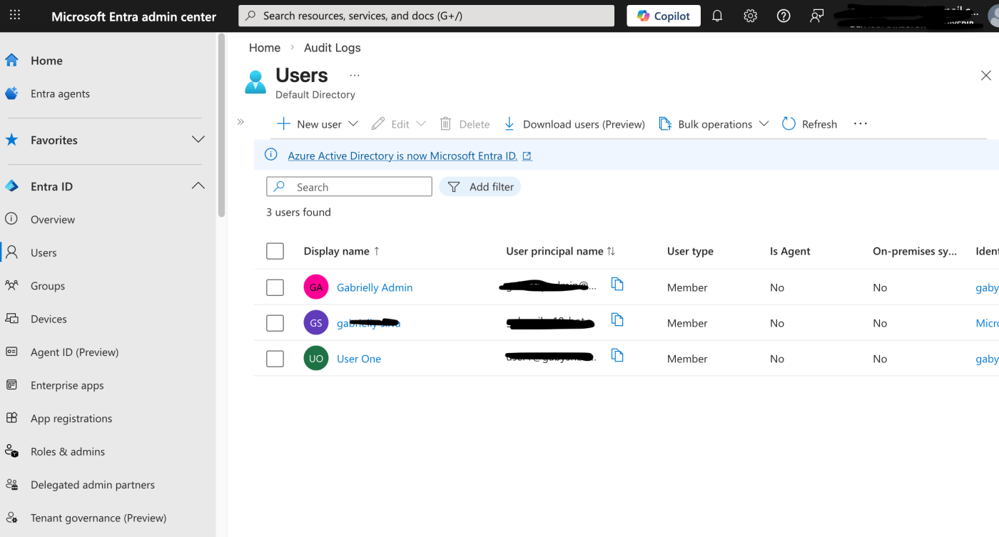 User accounts created in Microsoft Entra ID